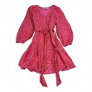 Vineyard Vines Pink Printed Tie-Waist Boho Dress Size M